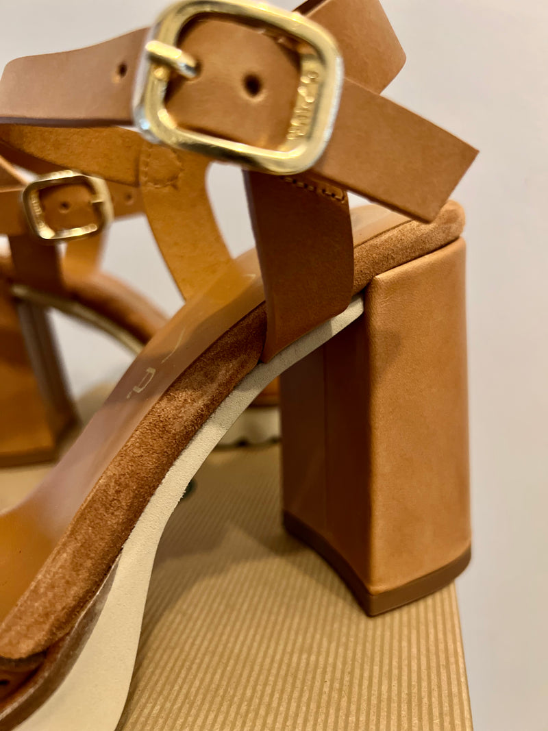 Block Heel Sandals, Natural